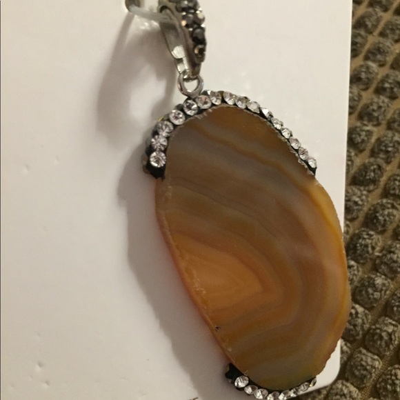 New Large Brown Genuine Stone Pendant Nickel Free - Picture 5 of 9